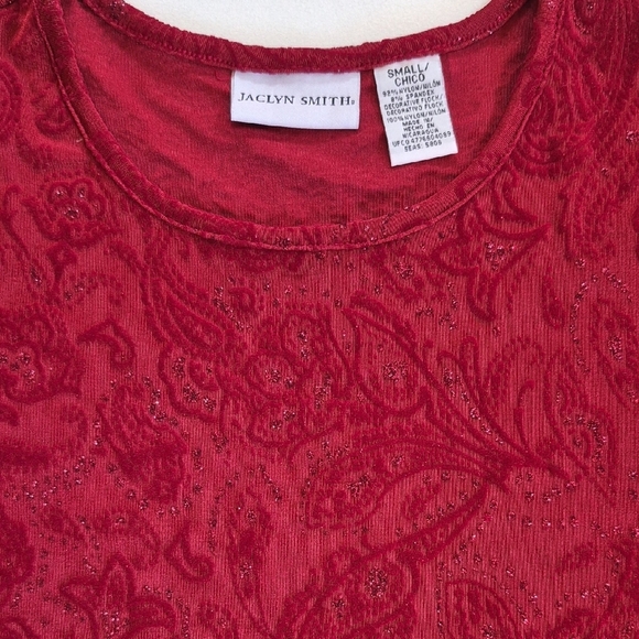 Jaclyn Smith Bold Red Elegant Short Sleeve Blouse - Picture 3 of 5